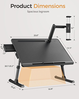 Faltbarer Verstellbarer Schoß-Schreibtisch Doppelbildschirm Laptop Extra Großer Couch-Bett-Tablett-Tisch mit Tragbarem Monitorständer und Schublade für Erwachsene