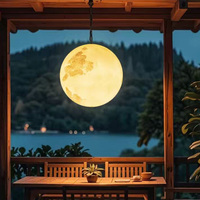 Lampe suspendue en forme de lune imprimée en 3D, lampe LED en forme de lune pour patio, jardin, décoration de la maison, globe lumineux blanc chaud pour plafond