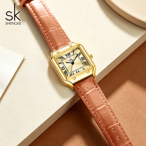 <span class=keywords><strong>Montre</strong></span> à quartz pour femme SHENGKE, design classique, bracelet en cuir, montres-bracelets pour femmes, prêtes à être expédiées, montres-bracelets étanches - Product Image 2