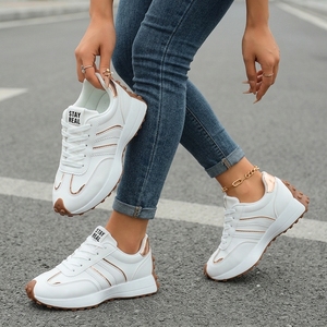 Zapatillas Deportivas Blancas para <span class=keywords><strong>Mujer</strong></span>, con Cordones, Punta Redonda, Tacón de 3 cm, Zapatos Casuales de Calle - Product Image 2