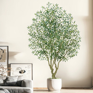 Albero di Ulivo Artificiale, Ulivi Finti da Esterno, Pianta in Vaso di Seta con Tronco Realistico per Arredamento Moderno di Uffici e Case - Product Image 3