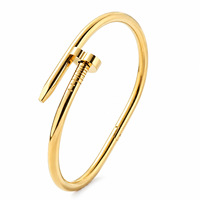 Bracelet manchette minimaliste en acier inoxydable plaqué or, jonc ouvert en titane, élégant et empilable, ornement de poignet de niche