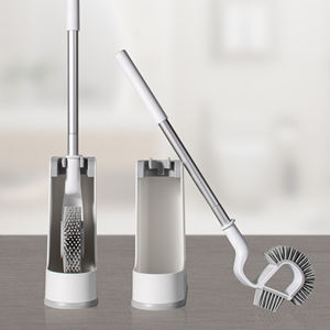 HOLAMOPA Toilet Brush and Stand Combo Soft Touch Handle Contoured Shape Non Absorbent Material <b>Hygiene</b> <b>Product</b> - Product Image 1