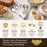 Ensemble de 6 cuillères doseuses SS430 à tête carrée, gravées au laser, double échelle TSP ML, avec anneau en D, outils de pâtisserie, logo personnalisé