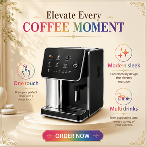 Macchina per Espresso Newle OEM con Macinacaffè, Funzioni <span class=keywords><strong>Ristretto</strong></span> e Macchiato, Montalatte, Schermo Touch, Finitura Cromata Nera - Product Image 4