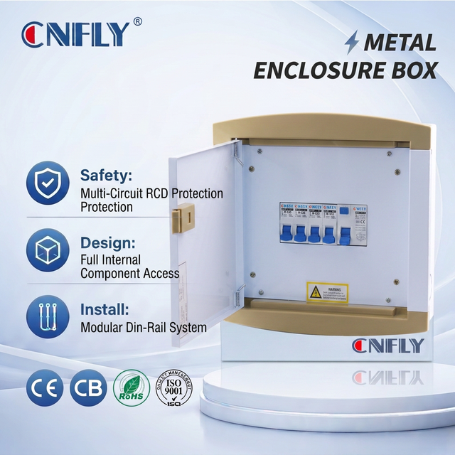 1P 4Way 6Way 63A RCD Consumer Unit 230V Electric Metal Enclosure Steel DB MCB Distribution Box With Earth Leakage Protection