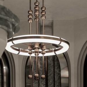 Lustre LED rond moderne E27 à plusieurs têtes, luminaire suspendu pour restaurant, hôtel, salle privée, salle de banquet - Product Image 1