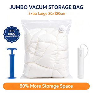 Sac de rangement sous vide Jumbo extra large 80 x 120 cm avec fermeture éclair en PVC pour couverture, couette, édredon - Product Image 1