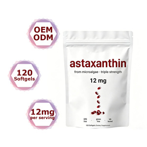 ซอฟต์เจลแอสตาแซนธินธรรมชาติพรีเมียมขายส่ง แบรนด์ส่วนตัว 12 มก. สารต้านอนุมูลอิสระ เสริมภูมิคุ้มกัน บำรุงกำลัง - Product Image 1