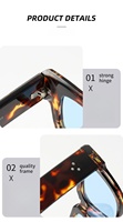 Lunettes de soleil carrées épaisses de style boutique, monture architecturale à double rivet, protection UV400, pour la vente en gros et au détail