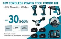 Kit Combinado de Herramientas Eléctricas Inalámbricas MKT de 18V, Juego de Herramientas Multiusos Sin Escobillas 5 en 1 con 4 Baterías para Construcción y Taller