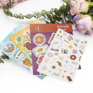 Personalized kawaii logo children cartoon non-toxic leave to trace gift vinyl korean stickers for kids