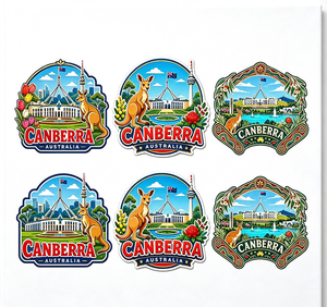 Magnete per Frigorifero in Resina UV di Canberra, Australia, Souvenir di Viaggio con Casa del Parlamento e Canguro in Rilievo, Decorazione per la Casa - Product Image 3