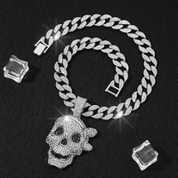 NL2258 Gros Mode Hip Hop Punk Bijoux Pendentifs Charmes Glacé Cz 3D Crâne Pendentif Diamant pour Collier