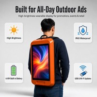 Sac à dos publicitaire portable avec écran LED numérique de 13,3 pouces, lecteur d'affichage mobile extérieur avec WiFi USB