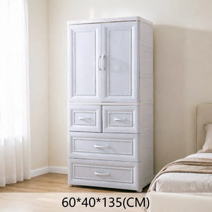 <span class=keywords><strong>Armadio</strong></span> in Plastica per Bambini con Asta Appendiabiti e 3 Cassetti, Mobile per la Conservazione dei Vestiti in PP Rinforzato per Camera da Letto, Vendita all'Ingrosso - Product Image 3