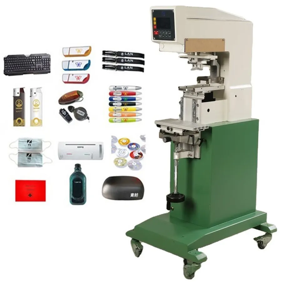Impresora de almohadilla de 1 color, bandeja de pozo de tinta, automática, semiautomática, tampo, máquina de impresión de almohadillas grandes con transportador