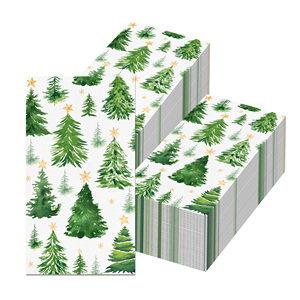 Huancai Noël invité serviettes arbre vert jetable <span class=keywords><strong>papier</strong></span> dîner <span class=keywords><strong>serviette</strong></span> salle de bain essuie-mains pour noël hiver fête fournitures - Product Image 4