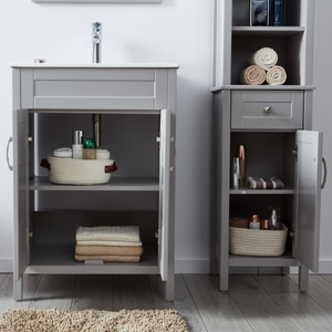 Conjunto <span class=keywords><strong>de</strong></span> tocador <span class=keywords><strong>de</strong></span> <span class=keywords><strong>baño</strong></span> <span class=keywords><strong>de</strong></span> una sola casa <span class=keywords><strong>de</strong></span> campo, mueble gris clásico con 1 cajón + 1 puerta, tocador <span class=keywords><strong>de</strong></span> <span class=keywords><strong>baño</strong></span> - Product Image 4
