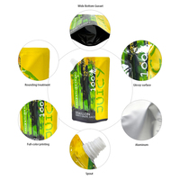 Pochettes souples personnalisées avec bec verseur pour jus de raisin blanc, champagne et bière, imprimées par gravure et impression numérique, réutilisables