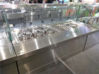 Gasbetrieb ener kommerzieller kunden spezifischer Bain Marie Buffet Food Warmer Dampf tisch mit Glas-Nie schutz