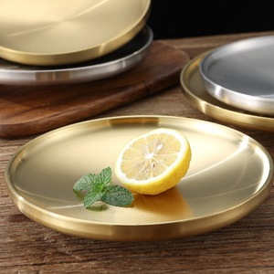 304 Stainless Steel Round Plate Gold Silver Steak Plate Western Style Thickened Anti Scalding Dishware - Product Image 3