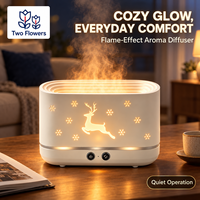 Diffuseur d'arômes Two Flowers 300 ml avec minuterie 8h, design cerf, pour la maison, la chambre et le bureau