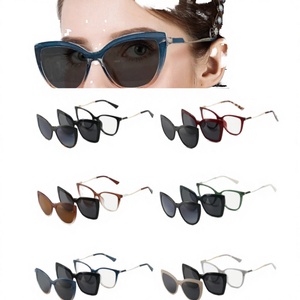 <b>Clip</b> on Magnetic Anti Blue Light UV400 PC Frame Women's Polarized Sunglasses with <b>Mirror</b> Lenses Lightweight Design - Product Image 3