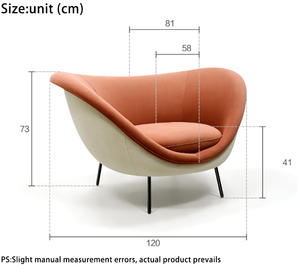 Sillón Moderno Minimalista de Dos Tonos, Tapizado en Terciopelo Ecológico, con Estructura Curva y Patas Metálicas, para Sala de Estar, Dormitorio y Vestíbulo de Hotel - Product Image 6