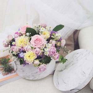 Black and White Marble Paper Boxes New Design Luxury Vintage Marble Flower Arrangement <b>Round</b> Paper <b>Box</b> for Flowers Packaging - Product Image 4