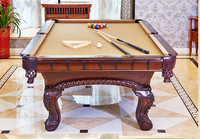 BOJAZND Geschnitzter Massivholz-Poolbillardtisch mit Hochwertiger Naturschiefer-Platte, Echtem Lederbezug, 9 Fuß, Modernes Design