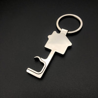 Porte-clés ouvre-bouteille de bière, rond en métal en alliage de Zinc, vente en gros, forme de maison vierge, 1 pièce