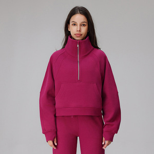 Nouveau sweat-shirt de sport à col montant semi-zippé, en velours épais, décontracté, chaud, ample, pour le jogging et le yoga, automne-hiver - Product Image 5