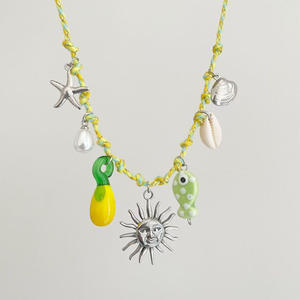 Verano mar estrella de mar corazón colorido hecho a mano cuerda declaración colgante piedra Natural ornamento océano serie collar - Product Image 6