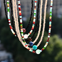 Nouveaux bijoux d'été, collier ras de cou en acier inoxydable imperméable, fait main, perles en pierre naturelle, cristal, cadeaux pour femmes