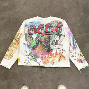 เสื้อยืดสตรีทแวร์ พิมพ์ลาย DTG แบบกำหนดเอง ทรงครอป ผู้ชาย ผ้าคอตตอน 300 แกรม ทรงโอเวอร์ไซส์ คอกลม แขนยาว ทรงบ็อกซี่ ลายกราฟิก - Product Image 1