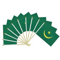 Drapeau à agiter à la main de la Mauritanie 14*21 cm en gros, avec tige en bois, personnalisable, vente chaude, pour pays du monde entier