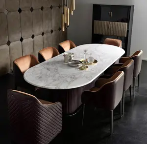 Luxury Italian Leather Dinner Dining Table And Chairs 6 Luxury Dinning Chairs Modern Marble Dining Room Furniture Table Set