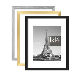 11x14 Picture Frame with Mat Display Pictures 8x10 Without Mat Cover Wall Gallery Photo Frames
