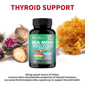 Suppléments à base de plantes pour la croissance des cheveux adultes Capsules de <span class=keywords><strong>mousse</strong></span> de mer avec huile de graines noires Complexe de curcuma Bardane Bladderwrack - Product Image 2