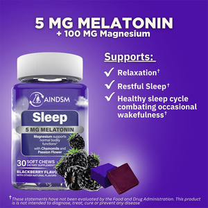 เมลาโทนินกัมมี่เพื่อการผ่อนคลายการนอนหลับปราศจากน้ำตาลการนอนหลับกัมมี่การนอนหลับพักผ่อนการต่ออายุผิวเมลาโทนิน - Product Image 6