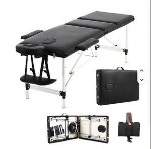 High Quality Three-Section Aluminum Alloy Massage Bed Foldable <b>Height</b> <b>Adjustable</b> Luxurious Synthetic Leather Eyelash Treatment - Product Image 2