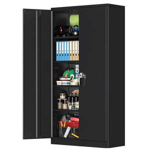 Meuble de rangement en acier pour dossiers, 2 portes, 4 étagères réglables - Armoire métallique design industriel pour entrepôt et atelier - Product Image 1