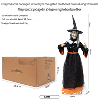 Figurine de sorcière électrique à induction grand format pour Halloween, parlante et lumineuse, à brancher, accessoire de décoration d'horreur pour maison hantée