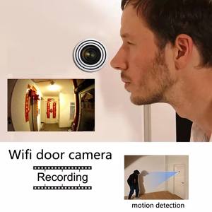Kamera IP 2MP WiFi POE 1080P, sudut lebar lensa mata ikan intip Mini deteksi gerakan Audio pintu mata untuk penyimpanan Data NVR rumah - Product Image 4