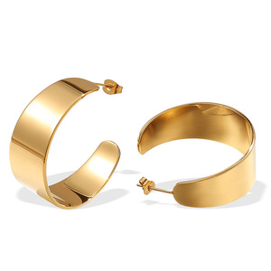 Pendientes de Aro en Forma de U, Chapados en Oro, de Acero Inoxidable, Diseño Geométrico, Joyería de Moda para Mujer - Product Image 5