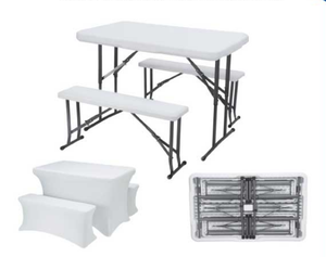 Vente directe d'usine, ensemble de table et de bancs pliants en plastique pour pique-nique en plein air, cour, fête, salle à manger, brasserie, pour événements - Product Image 5