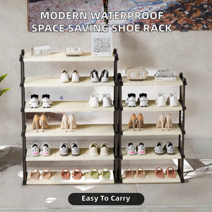 Trendy Multi-Layer <b>Plastic</b> Waterproof Lightweight Dust-Proof Space Saving Shoe Rack Modern Stack Design Storage Storage - Product Image 2