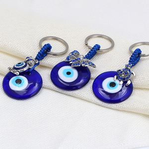 Turkish Blue Eye Keychain Charms Pendants Crafting Amulet for Good Luck Glass Metal Key Chains for <b>Hanging</b> Ornament - Product Image 4