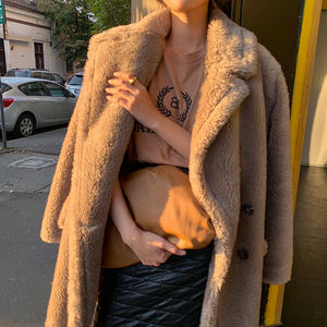 Nouveaux manteaux teddy alpaga en laine <span class=keywords><strong>et</strong></span> type <span class=keywords><strong>H</strong></span>, pour femme, vêtement long <span class=keywords><strong>et</strong></span> moyen, en fourrure de mouton, importé, collection <span class=keywords><strong>2022</strong></span> - Product Image 5